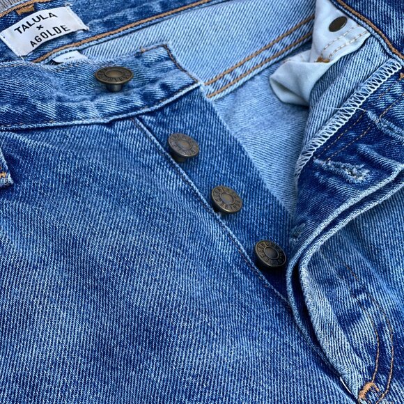 Talula x Agolde High Rise Taper Jeans Frayed Hems Light Wash Size 26 - Picture 3 of 6